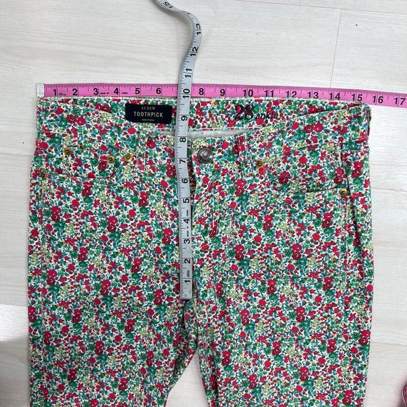 J.CREW Toothpick Jeans Women 28 Floral Denim Ankle Multicolor Skinny - Picture 8 of 11